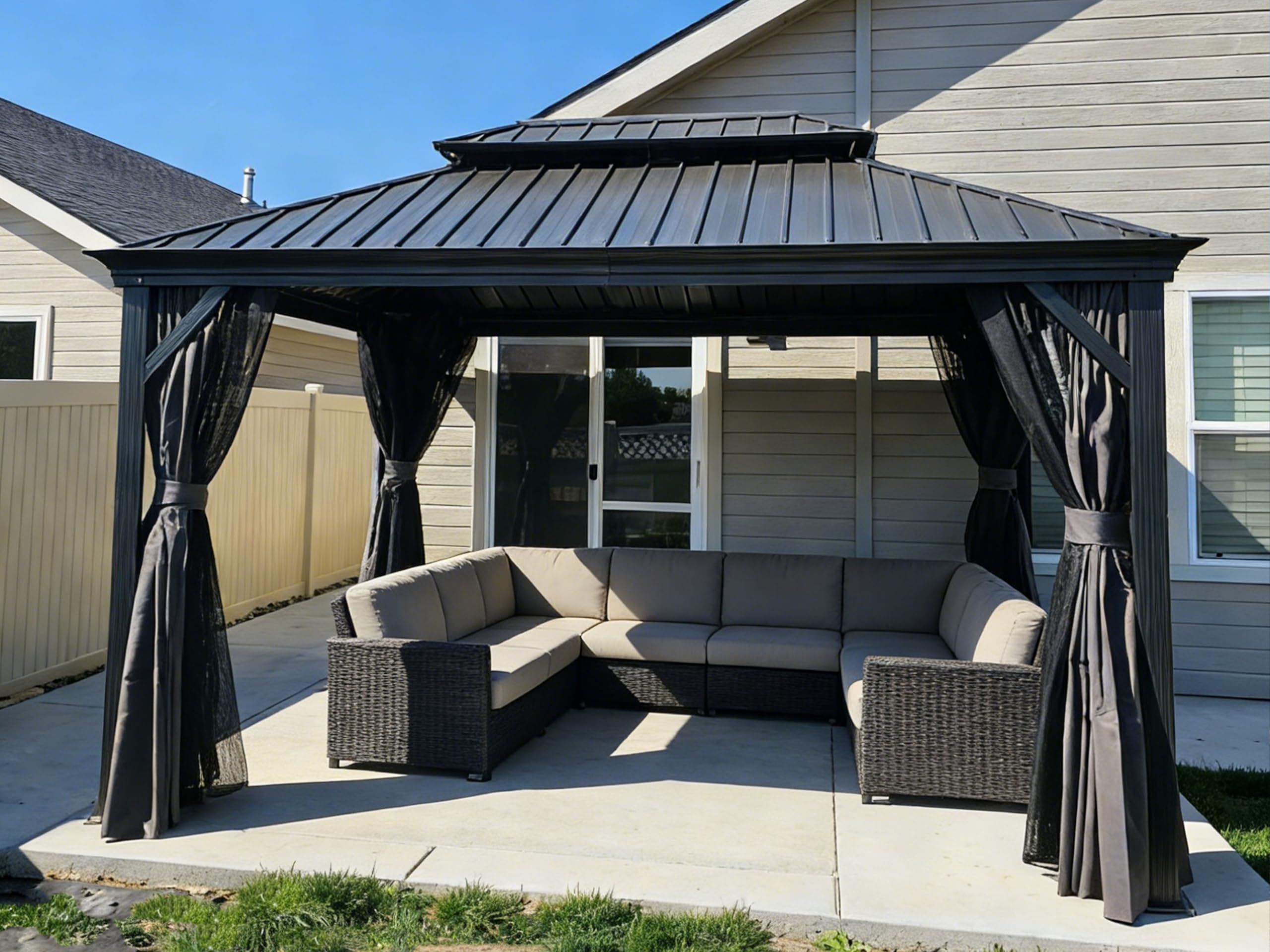 Amazon.com : PURPLE LEAF 10' X 14' Permanent Hardtop Gazebo